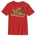 thumbnail image 1 of Boy's Jurassic World Gingerbread Dinosaur Island Graphic Tee Red Small, 1 of 4
