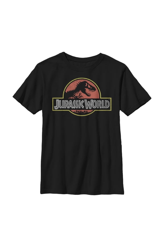 Boy's Jurassic World Iconic Logo  Graphic Tee Black Small