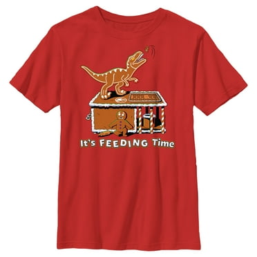 Boy's Jurassic World It’s Feeding Time  Graphic Tee Red Large
