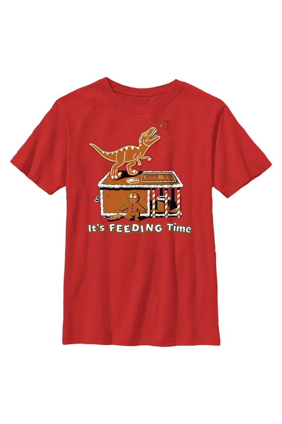 Boy's Jurassic World It’s Feeding Time Graphic Tee Red Small