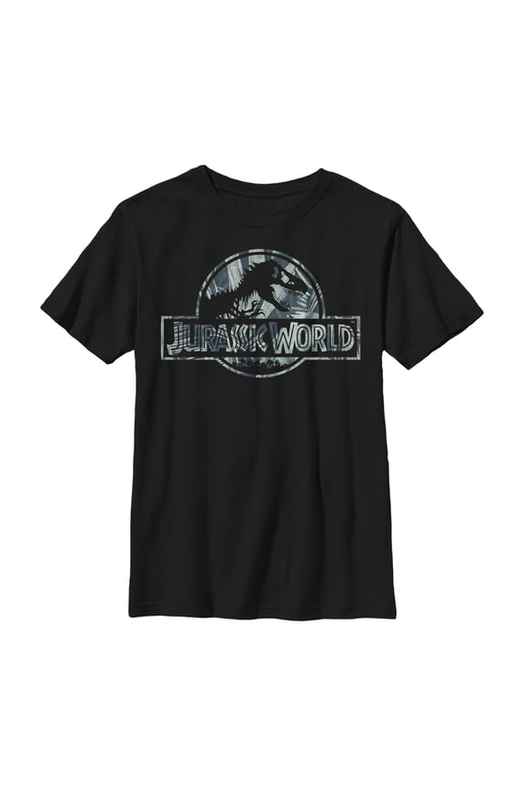 Boy's Jurassic World Jurassic Worldscale Tropical T. Rex Logo Graphic Tee Black Medium