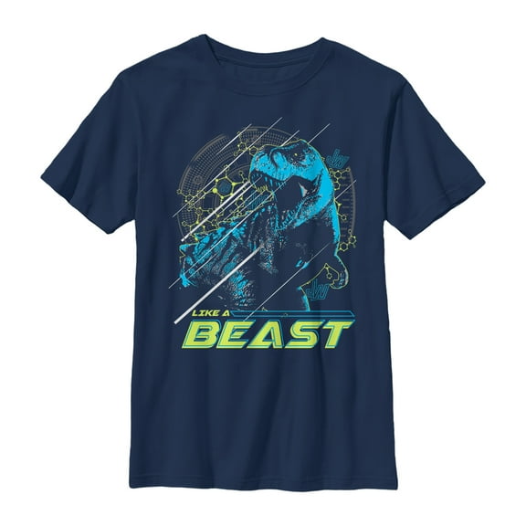 Boy's Jurassic World Like a Beast Streak  Graphic Tee Navy Blue Large
