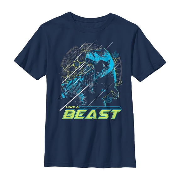 Boy's Jurassic World Like a Beast Streak Graphic Tee Navy Blue Large