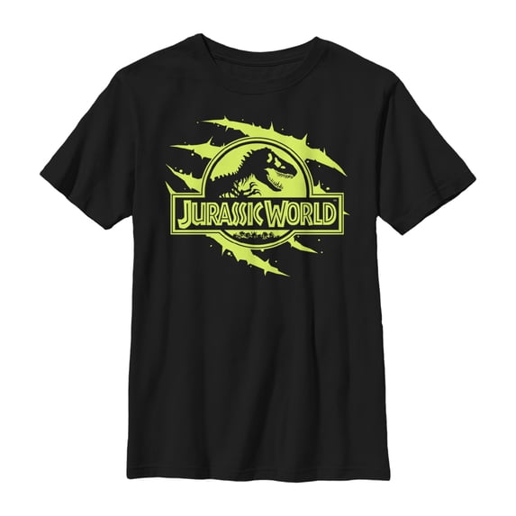 Boy's Jurassic World Logo Claw Marks Graphic Tee Black Large