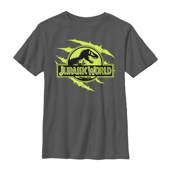 Boy's Jurassic World Logo Claw Marks  Graphic Tee Charcoal Large