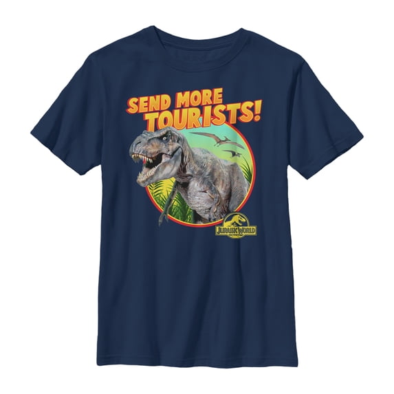 Boy's Jurassic World More Tourists Circle Graphic Tee Navy Blue Medium