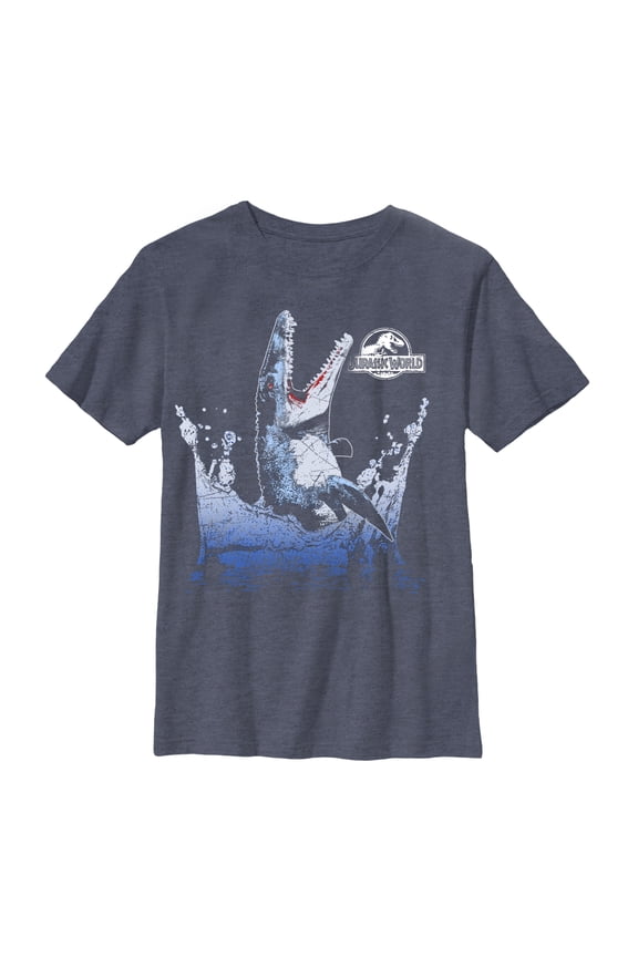 Boy's Jurassic World Mosasaurus Show Graphic Tee Navy Blue Heather Small