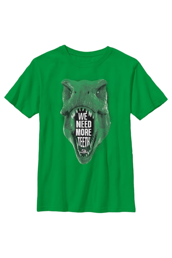 Boy's Jurassic World Need More Teeth T. Rex Graphic Tee Kelly Green Small