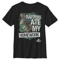 thumbnail image 1 of Boys' Husky Jurassic World Raptors Ate My Homework  Graphic Tee Black Medium, 1 of 3