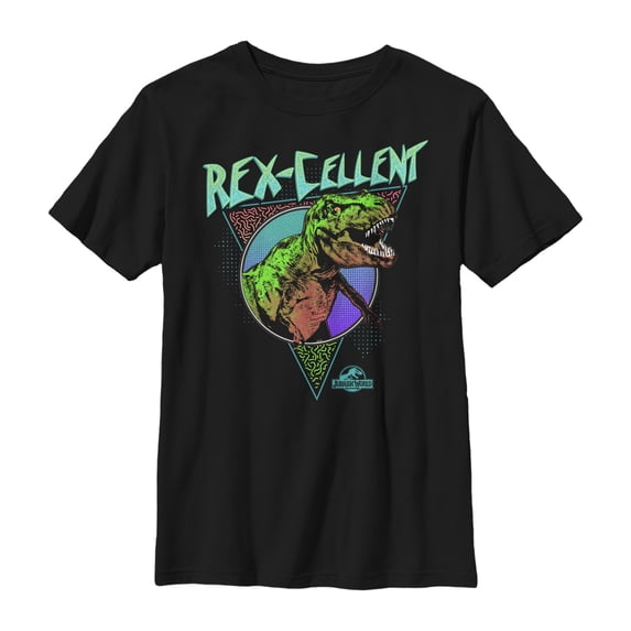 Boy's Jurassic World Retro Rexcellent Dino Graphic Tee Black Large