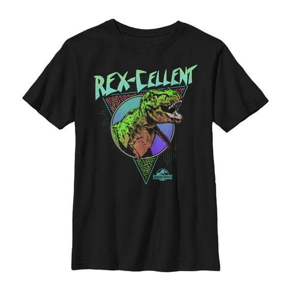 Boy's Jurassic World Retro Rexcellent Dino Graphic Tee Black Medium