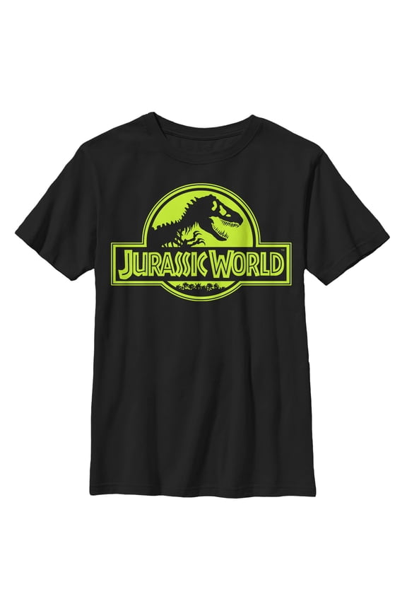 Boy's Jurassic World Retro T. Rex Logo  Graphic Tee Black Small