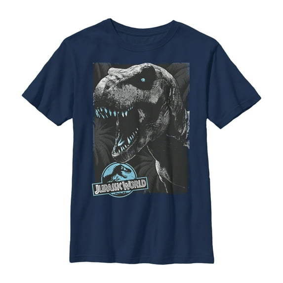 Boy's Jurassic World T. Rex Jungle Predator Graphic Tee Navy Blue Medium