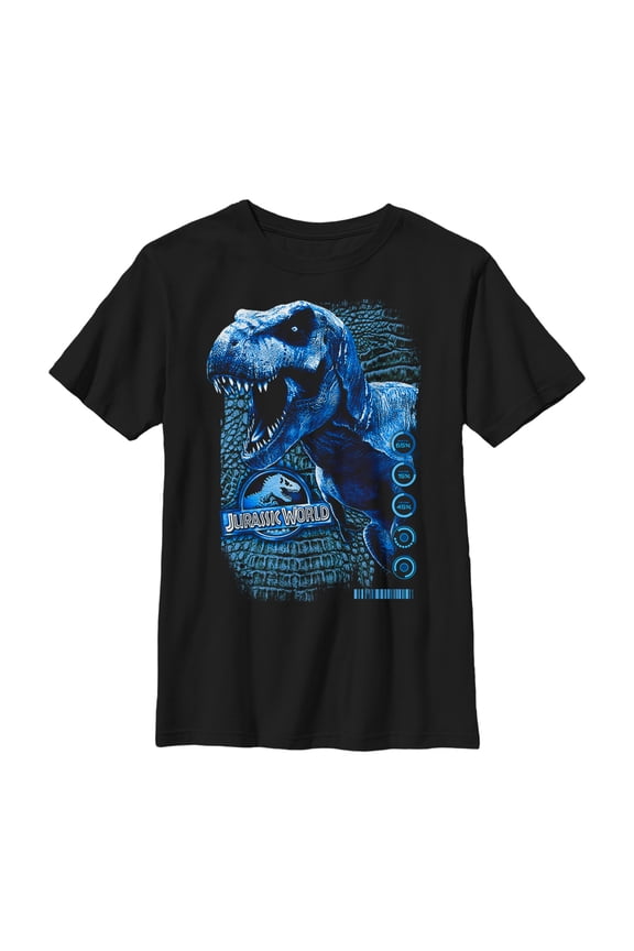 Boy's Jurassic World T. Rex Scale Statistics Graphic Tee Black X Large