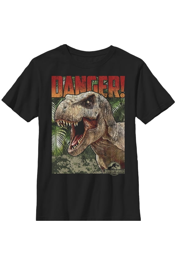 Boy's Jurassic World Tyrannosaurus Rex Danger Graphic Tee Black Small