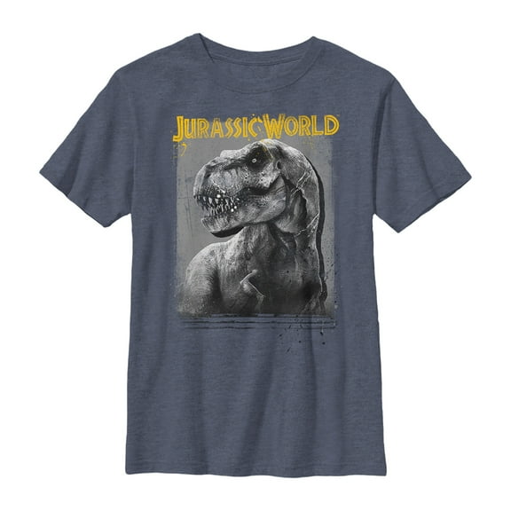 Boy's Jurassic World Tyrannosaurus Rex  Graphic Tee Navy Blue Heather X Large