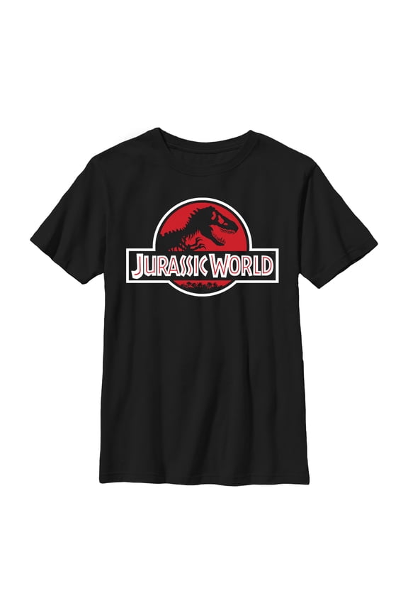 Boy's Jurassic World Tyrannosaurus Rex Logo  Graphic Tee Black Medium