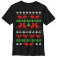 thumbnail image 1 of Boy's Jurassic World Ugly Christmas T.Rex  Graphic Tee Black Small, 1 of 5