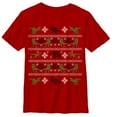 thumbnail image 1 of Boy's Jurassic World Ugly Christmas Velociraptor  Graphic Tee Red Large, 1 of 3