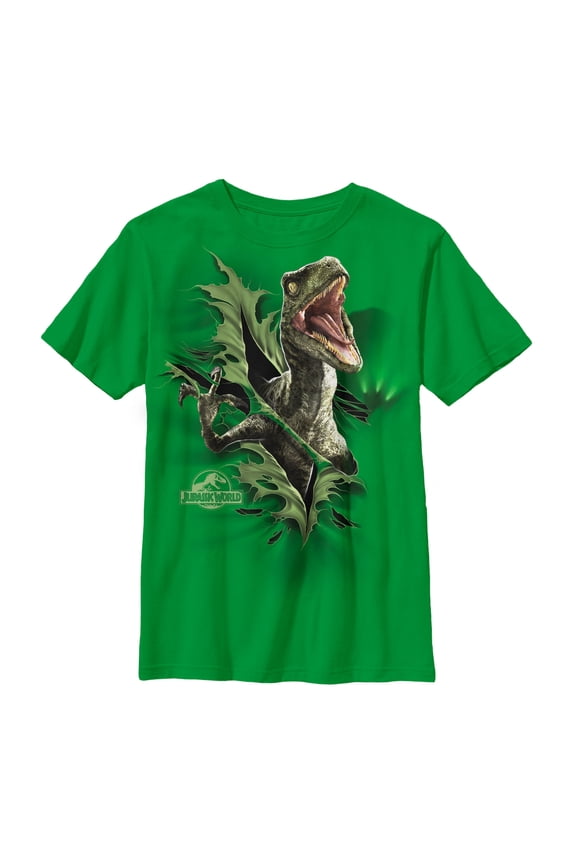 Boy's Jurassic World Velociraptor Rip Graphic Tee Kelly Green Medium