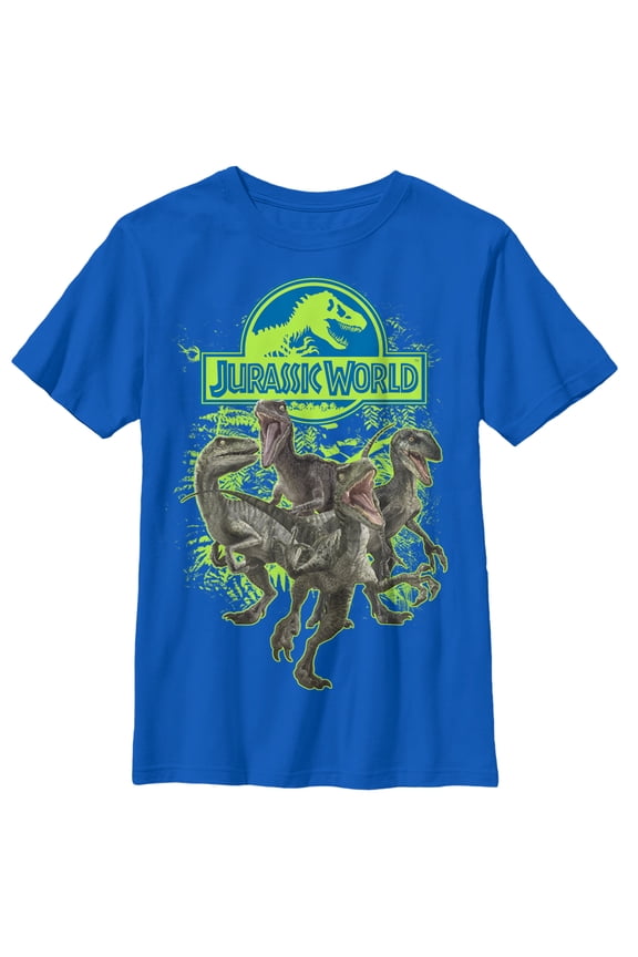 Boy's Jurassic World Velociraptor Squad Graphic Tee Royal Blue Small