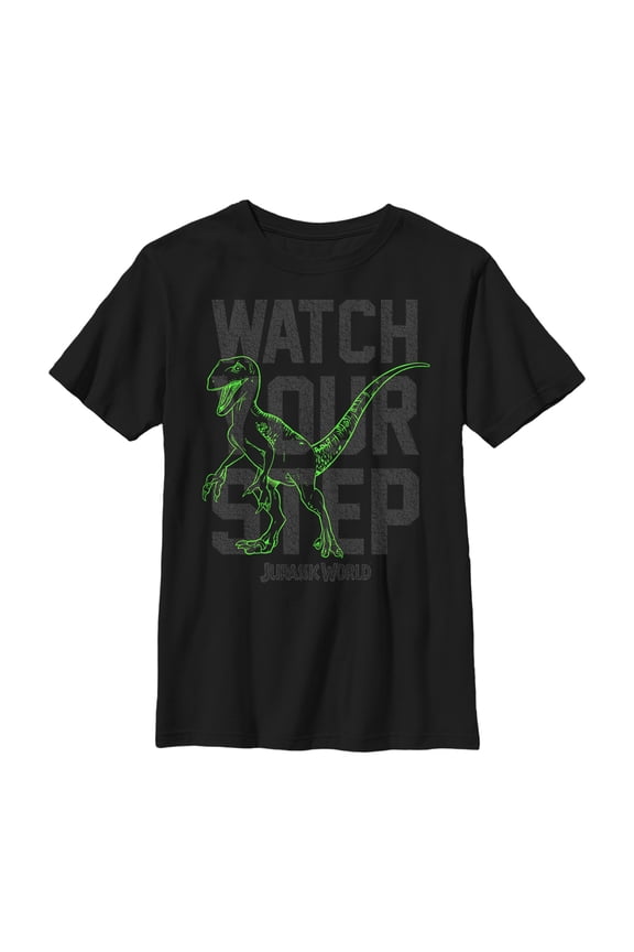 Boy's Jurassic World Watch Your Step Graphic Tee Black Small