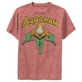 thumbnail image 1 of Boy's Justice League Aquaman Dives In  Performance Graphic Tee Red Heather Medium, 1 of 4