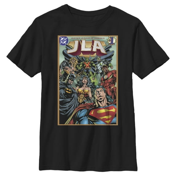 Boy's Justice League JLA Comic Cover Graphic Tee Black X Small