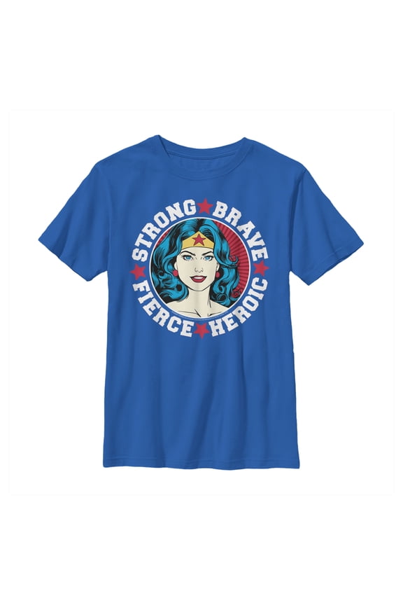 Boy's Justice League Strong Fierce Heroic Graphic Tee Royal Blue X Large