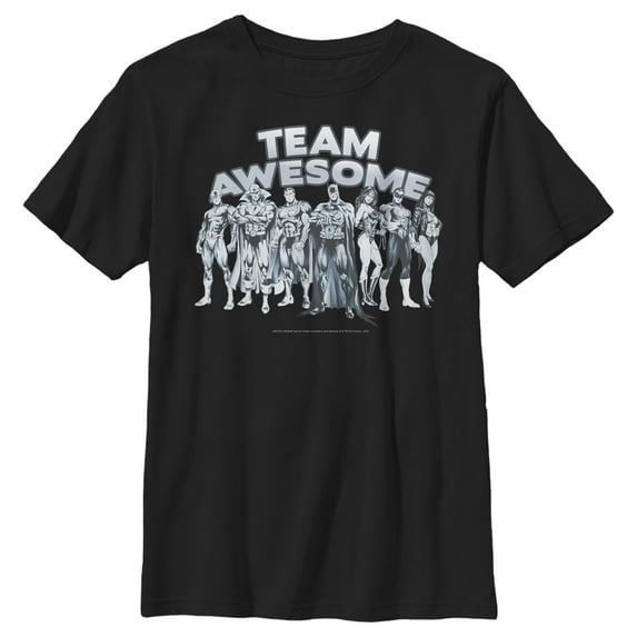 Boy's Justice League Team Awesome Line-up Graphic Tee Black X Large
