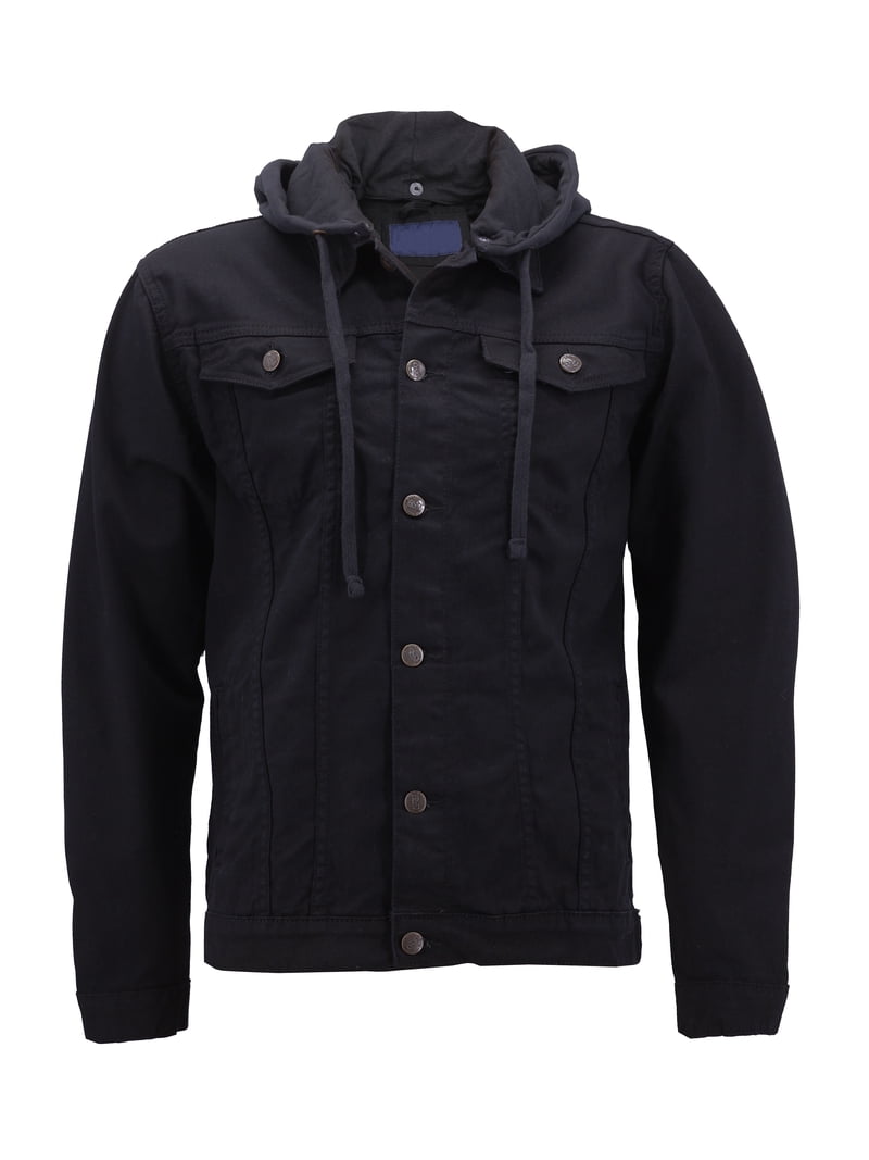 Boy's Kids Classic Button Up Removable Hood Slim Fit Stretch Denim