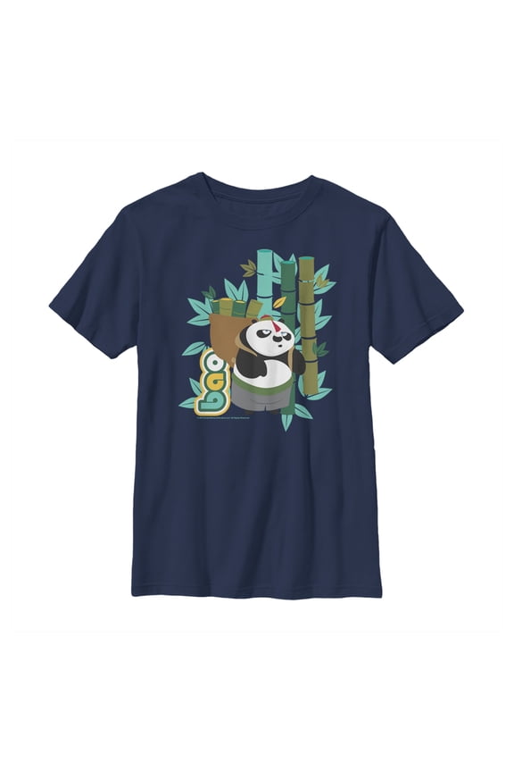 Boy's Kung Fu Panda Bamboo Bao  Graphic Tee Navy Blue Medium