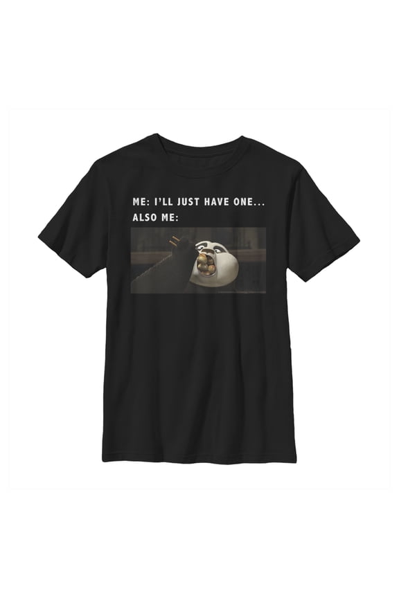 Boy's Kung Fu Panda I'll Just Have One  Graphic Tee Black Medium