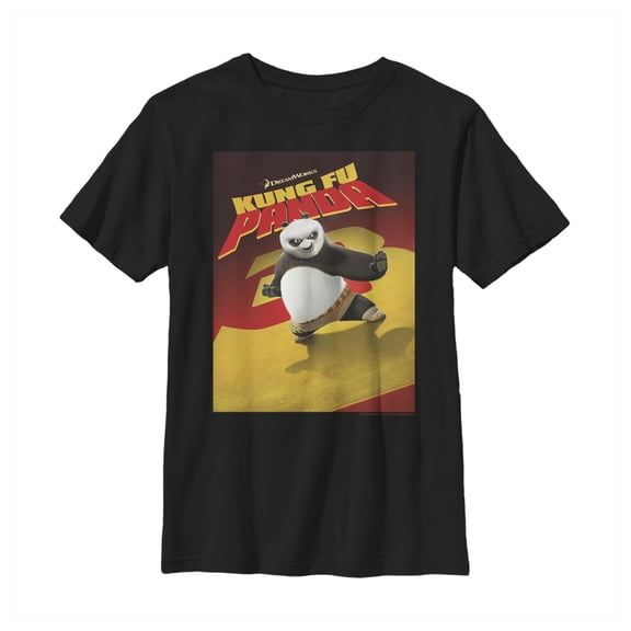 Boy's Kung Fu Panda Movie Poster Graphic Tee Black Large
