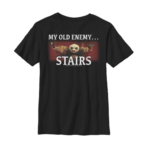 Boy's Kung Fu Panda Stairs My Old Enemy  Graphic Tee Black X Large