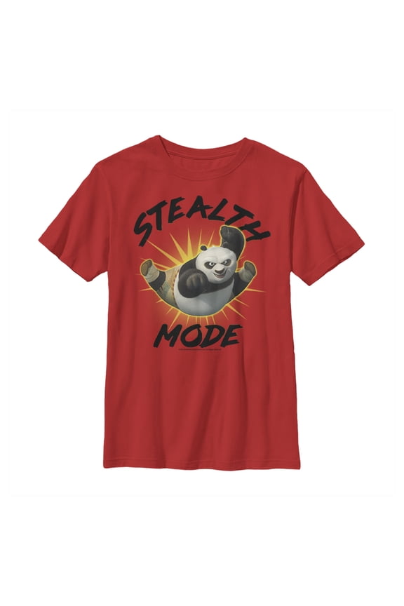 Boy's Kung Fu Panda Stealth Mode Graphic Tee Red Medium