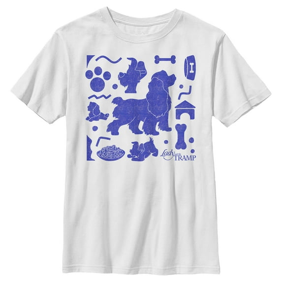 Boy's Lady and the Tramp All Things Dog Related Silhouette Graphic Tee White Small