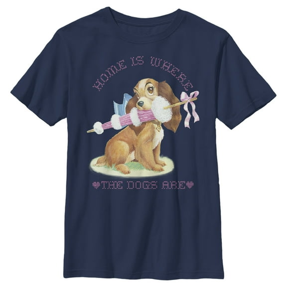 Boy's Lady and the Tramp Home is Where the Dogs Are  Graphic Tee Navy Blue X Small