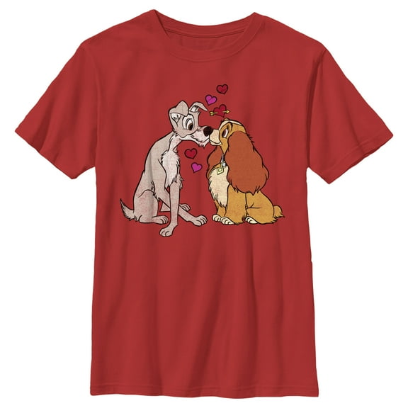 Boy's Lady and the Tramp Puppy Love  Graphic Tee Red Large