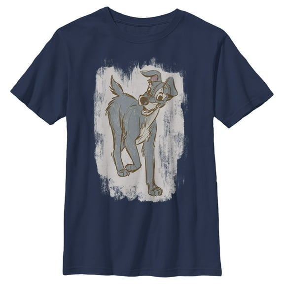 Boy's Lady and the Tramp Retro Sketch Pose Graphic Tee Navy Blue Large