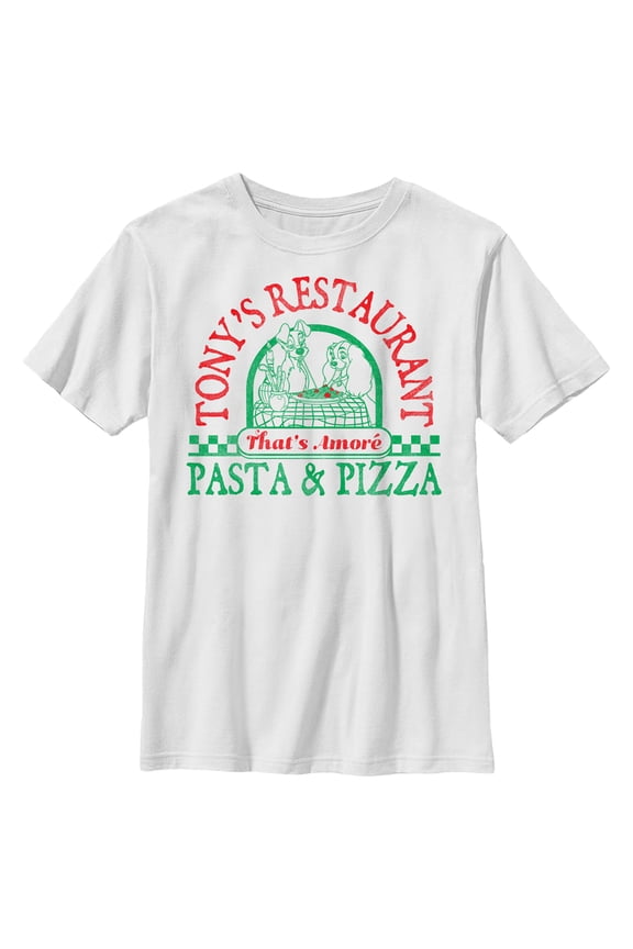 Boy's Lady and the Tramp Tony's Pasta & Pizza Restaurant Graphic Tee White X Large