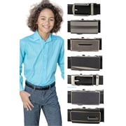Boy's Leather Ratchet Belt, Trim to Fit 18"- 34" Waist, No Holes, Packed in a Gift Box by CANDOR AND CLASS B889 Black, 25mm Wide