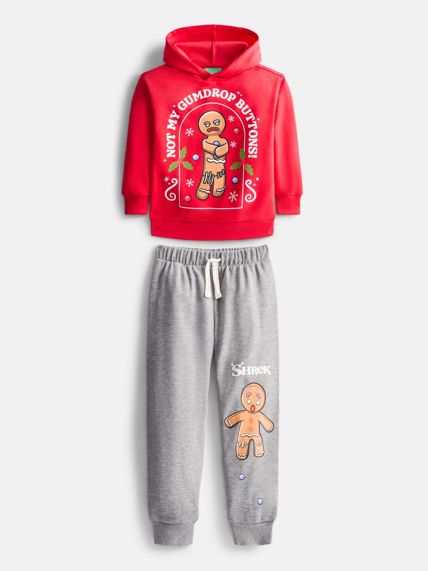 Shrek Boys Gingerbread Man Christmas Hoodie and Joggers Set, Sizes 4-16