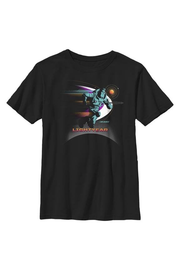 Boy's Lightyear Buzz Running Planets Logo Graphic Tee Black / Running Large