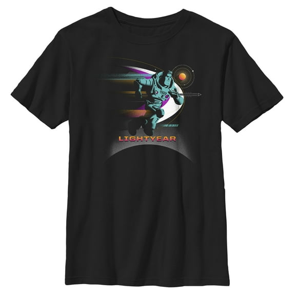 Boy's Lightyear Buzz Running Planets Logo Graphic Tee Black / Running Small