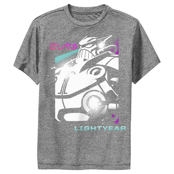 Boy's Lightyear Emperor Zurg Paint Splatter Poster Performance Graphic Tee Charcoal Heather / Zurg Medium