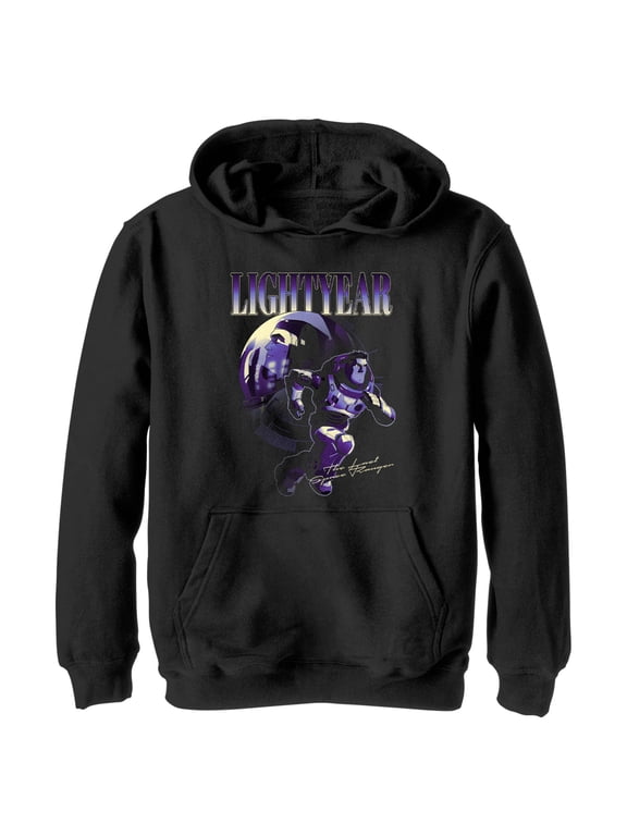 Boy's Lightyear Hero Poster Pull Over Hoodie Black Small