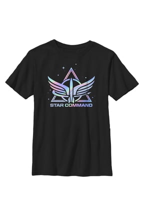 Boy's Lightyear Holographic Star Command Logo Graphic Tee Black Medium