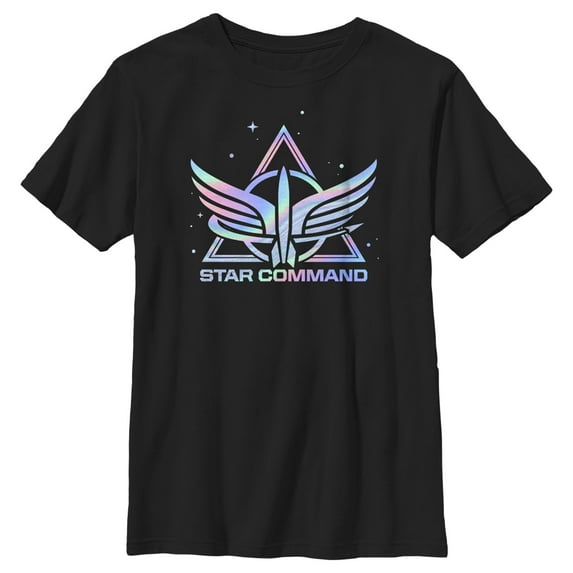 Boy's Lightyear Holographic Star Command Logo Graphic Tee Black X Large