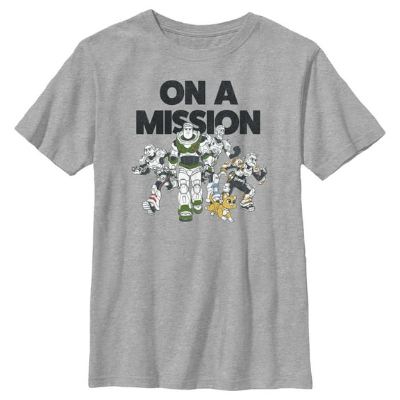 Boy's Lightyear On a Mission Group  Graphic Tee Athletic Heather Small